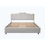 Platform Bed with Buckle-Shaped Backrest and Four Storage Drawers