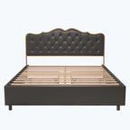 Platform Bed with Buckle-Shaped Backrest and Four Storage Drawers