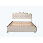 Platform Bed with Buckle-Shaped Backrest and Four Storage Drawers