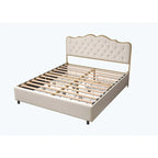 Platform Bed with Buckle-Shaped Backrest and Four Storage Drawers