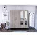 160 Armoire with 9 Shelves, 2 Cabinets, Mirrors, 2 Drawers, and Rod