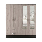 160 Armoire with 9 Shelves, 2 Cabinets, Mirrors, 2 Drawers, and Rod