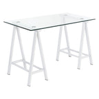 Desk with Clear Glass Top and Metal Base