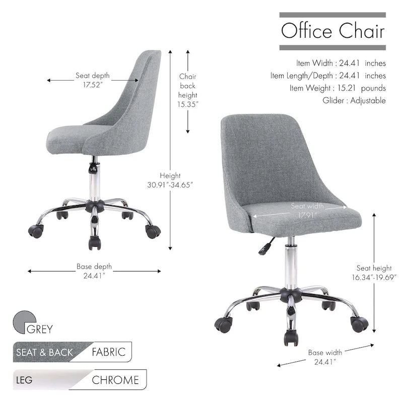 Fabric Upholstered Office Chair with Chrome Base