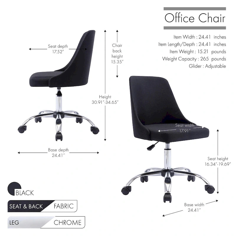 Fabric Upholstered Office Chair with Chrome Base