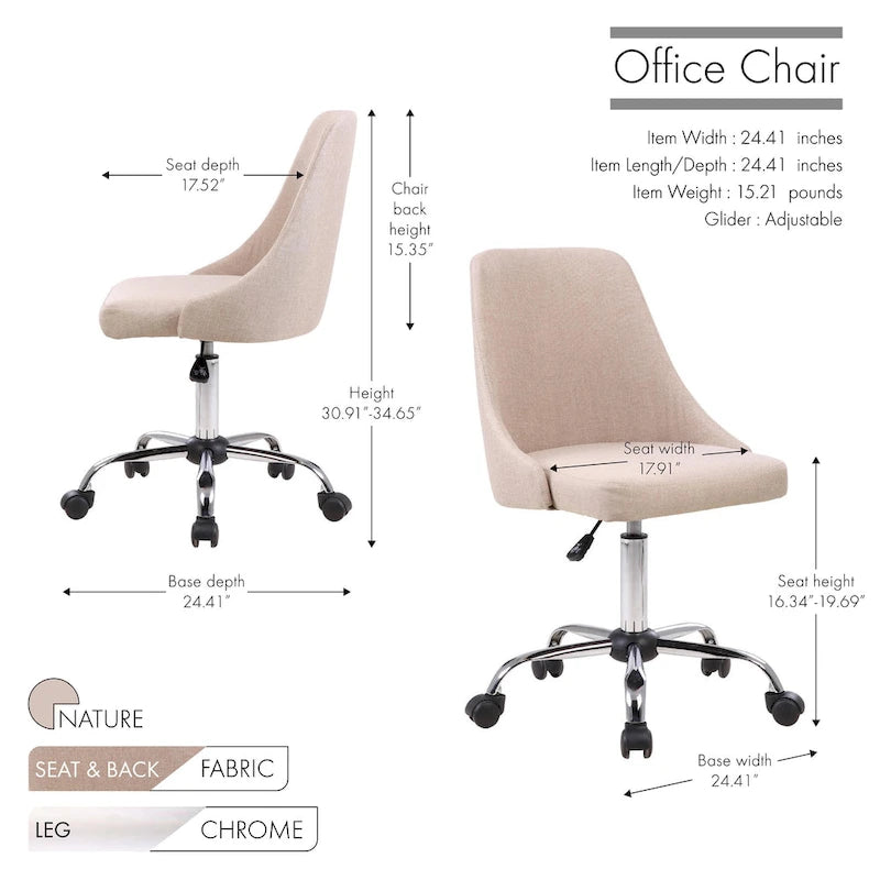 Fabric Upholstered Office Chair with Chrome Base