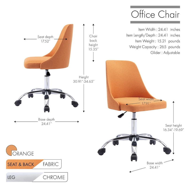 Fabric Upholstered Office Chair with Chrome Base