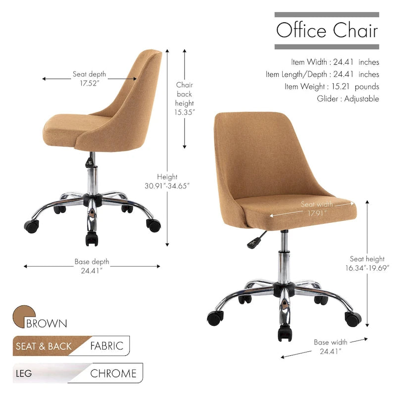Fabric Upholstered Office Chair with Chrome Base