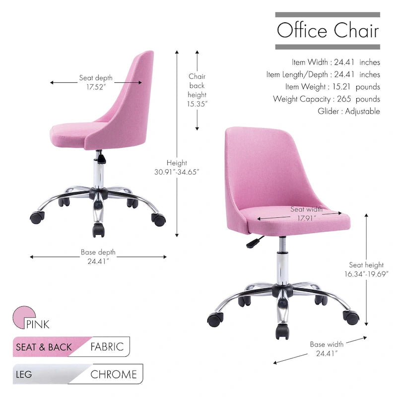 Fabric Upholstered Office Chair with Chrome Base