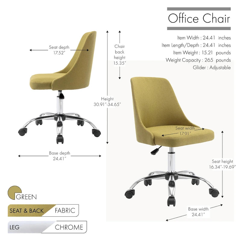 Fabric Upholstered Office Chair with Chrome Base