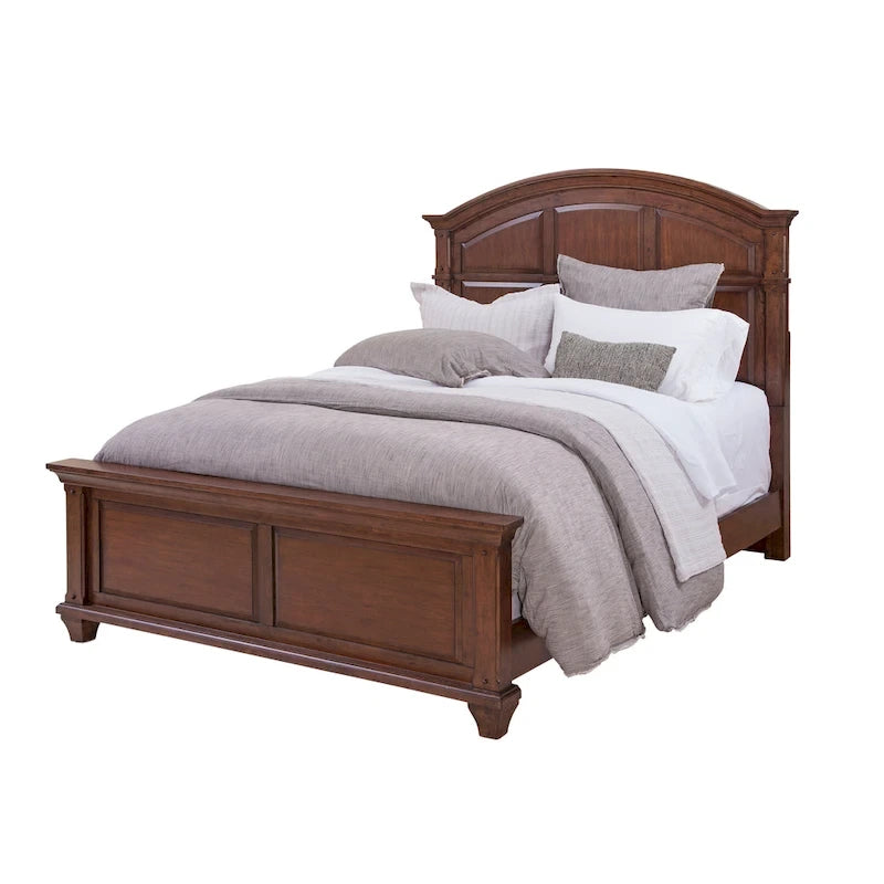 Rustic Cherry Arched Panel Bed