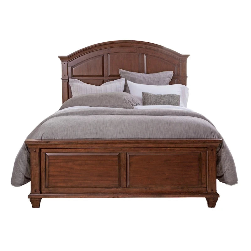 Rustic Cherry Arched Panel Bed