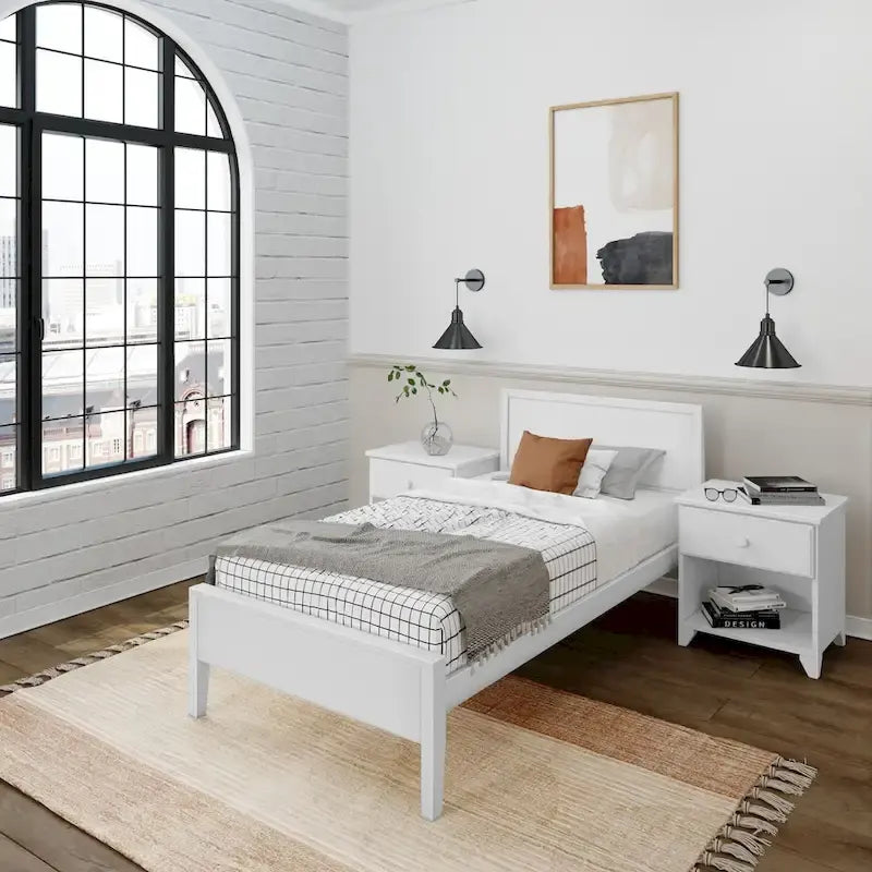 Twin-Size Bed with Panel Headboard