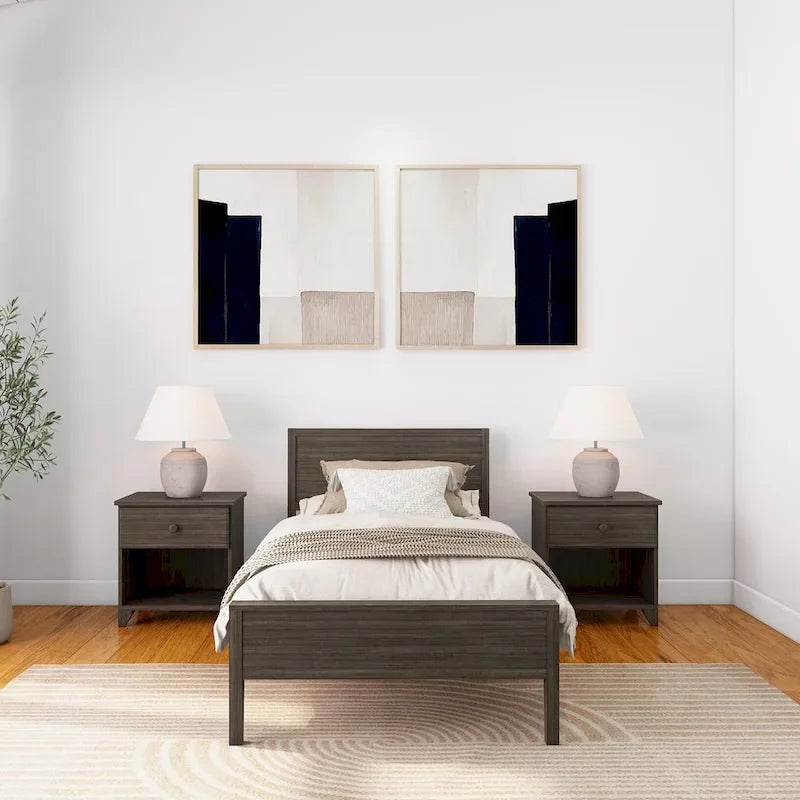 Twin-Size Bed with Panel Headboard