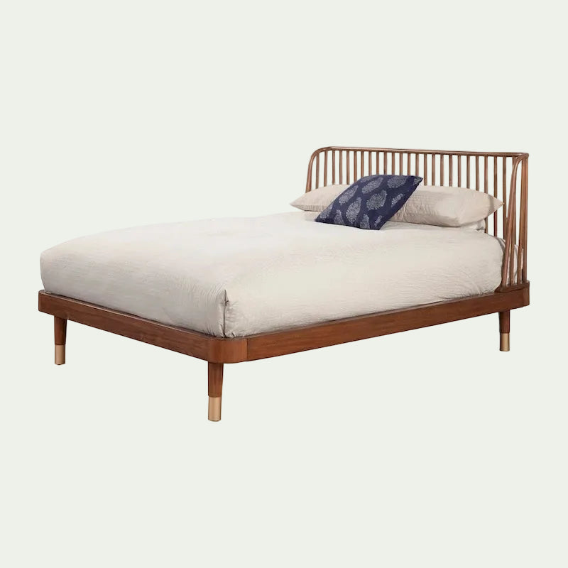 Alpine Furniture Belham Wood Platform Bed in Dark Walnut (Brown)