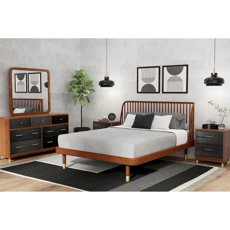 Belham Wood Platform Bed in Dark Walnut (Brown)