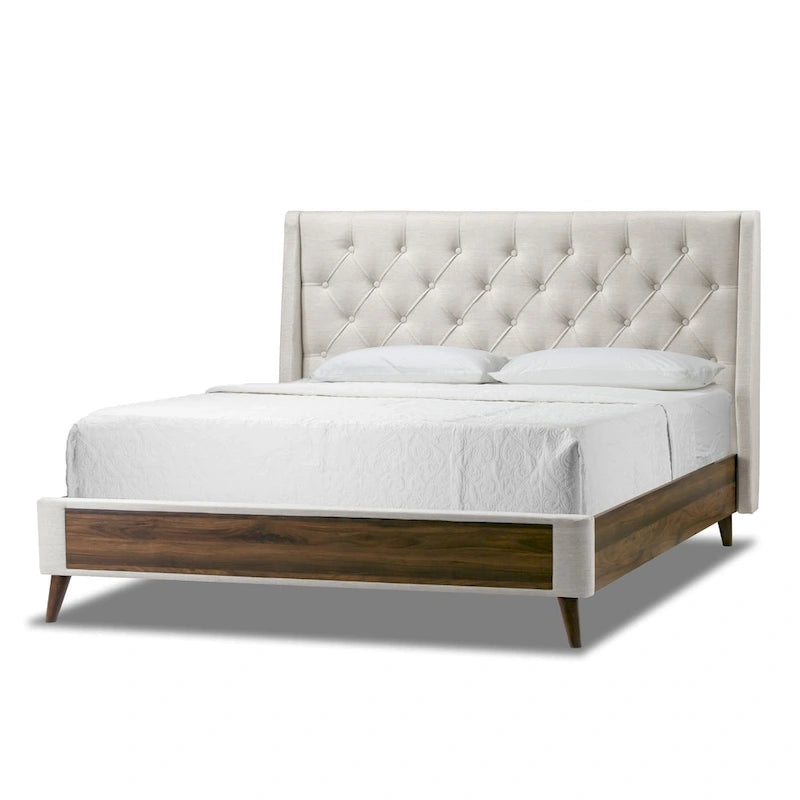 Tufted Beige Fabric Bed