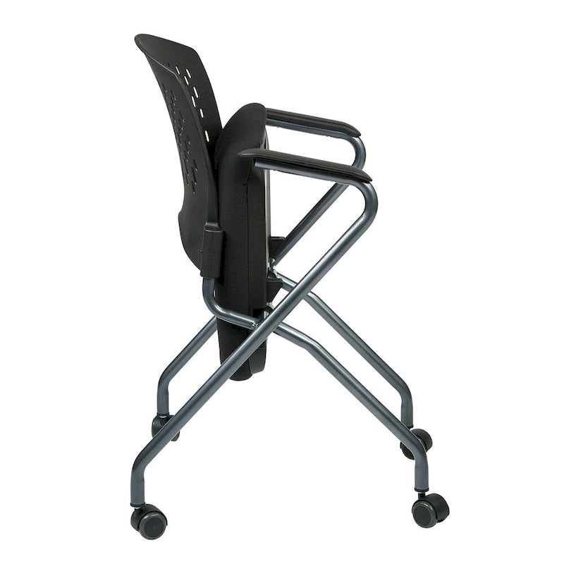 Folding Chair with Ventilated Plastic Wrap Around Back 2-Pack