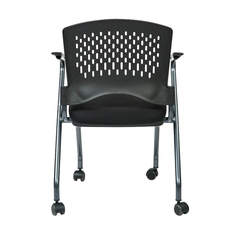 Folding Chair with Ventilated Plastic Wrap Around Back 2-Pack