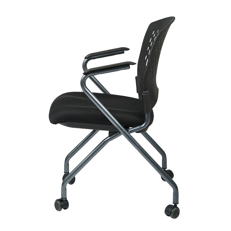 Folding Chair with Ventilated Plastic Wrap Around Back 2-Pack