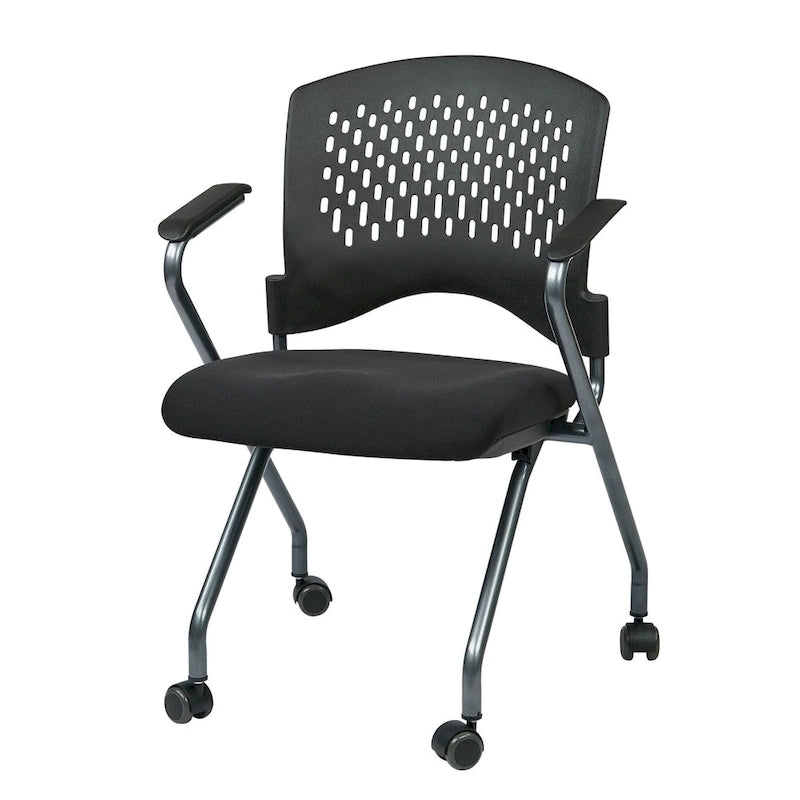 Folding Chair with Ventilated Plastic Wrap Around Back 2-Pack