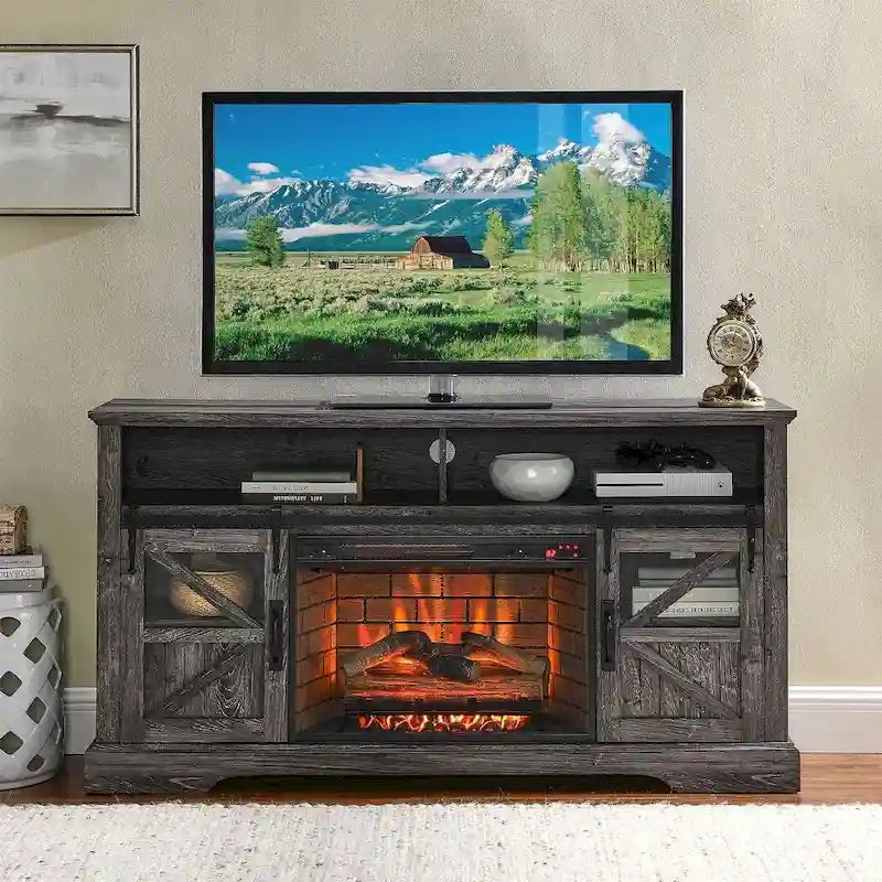 60 In. TV Stand for TVs up to 70 In. with Electric Fireplace