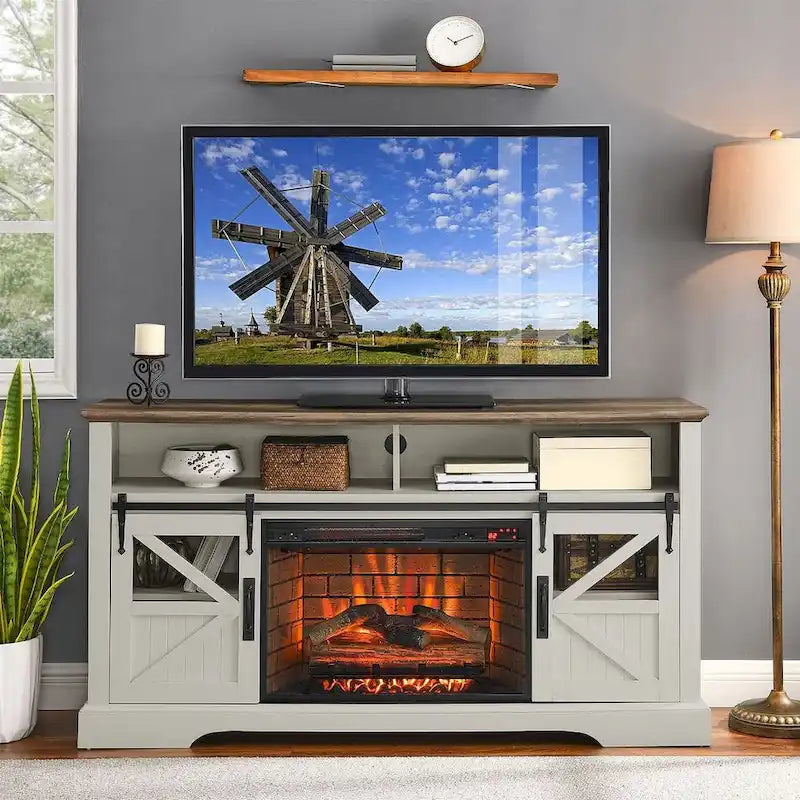 60 In. TV Stand for TVs up to 70 In. with Electric Fireplace