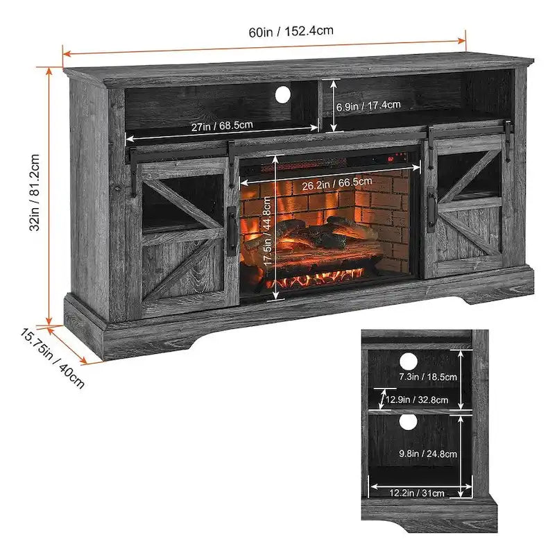 60 In. TV Stand for TVs up to 70 In. with Electric Fireplace