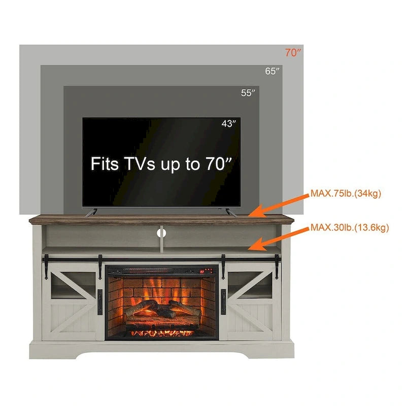 60 In. TV Stand for TVs up to 70 In. with Electric Fireplace