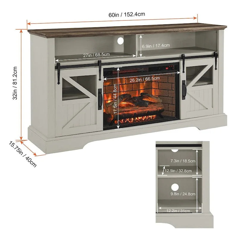 60 In. TV Stand for TVs up to 70 In. with Electric Fireplace