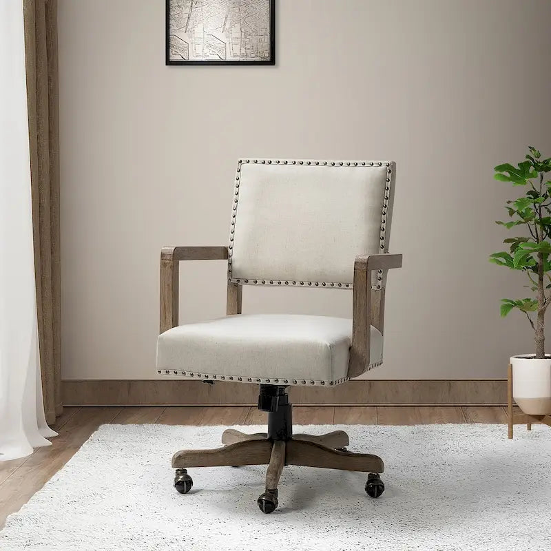 Taresa Modern Mid-Back Swivel Height Adjustable Task Chair with Nailhead Trim