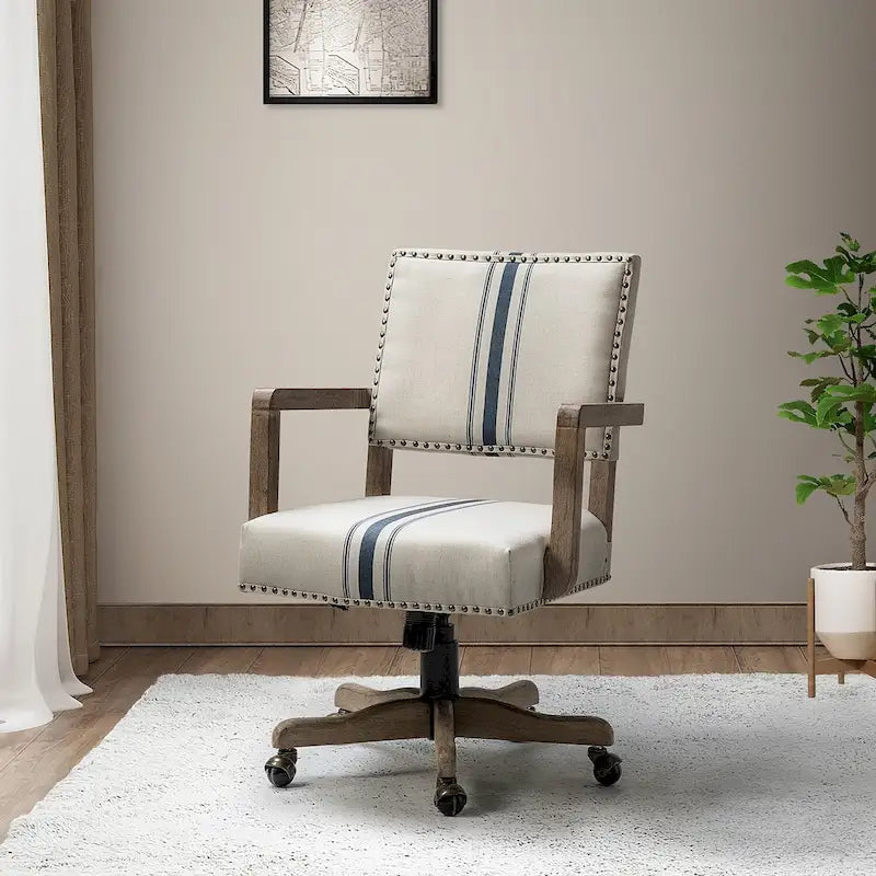 Taresa Modern Mid-Back Swivel Height Adjustable Task Chair with Nailhead Trim
