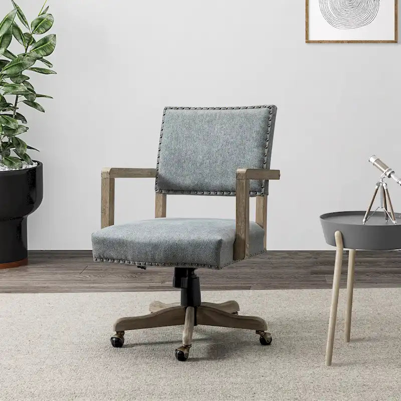 Taresa Modern Mid-Back Swivel Height Adjustable Task Chair with Nailhead Trim