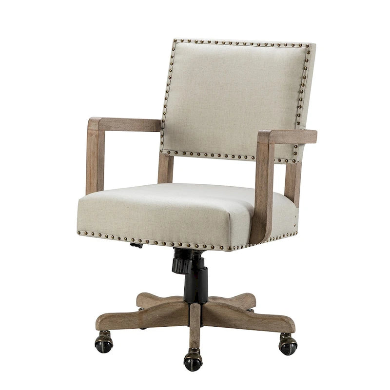 Taresa Modern Mid-Back Swivel Height Adjustable Task Chair with Nailhead Trim