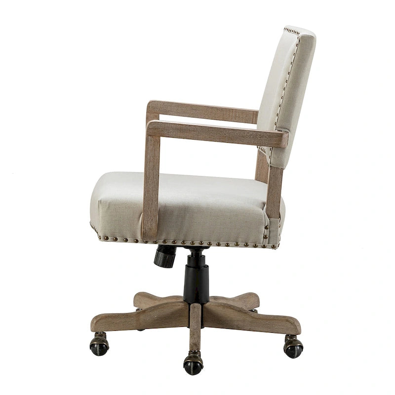 Taresa Modern Mid-Back Swivel Height Adjustable Task Chair with Nailhead Trim