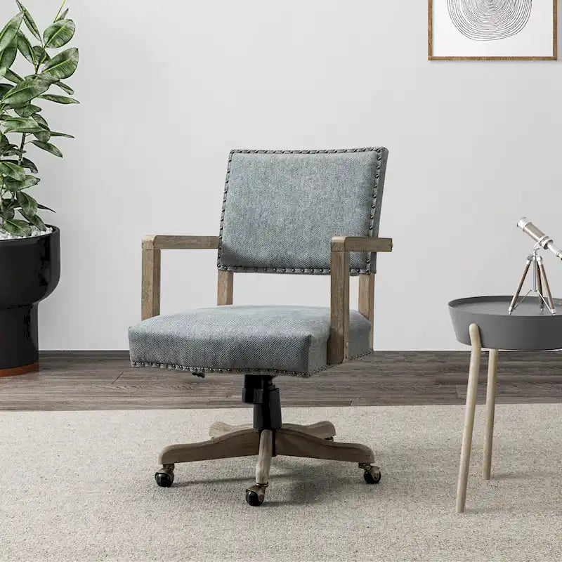 Taresa Modern Mid-Back Swivel Height Adjustable Task Chair with Nailhead Trim
