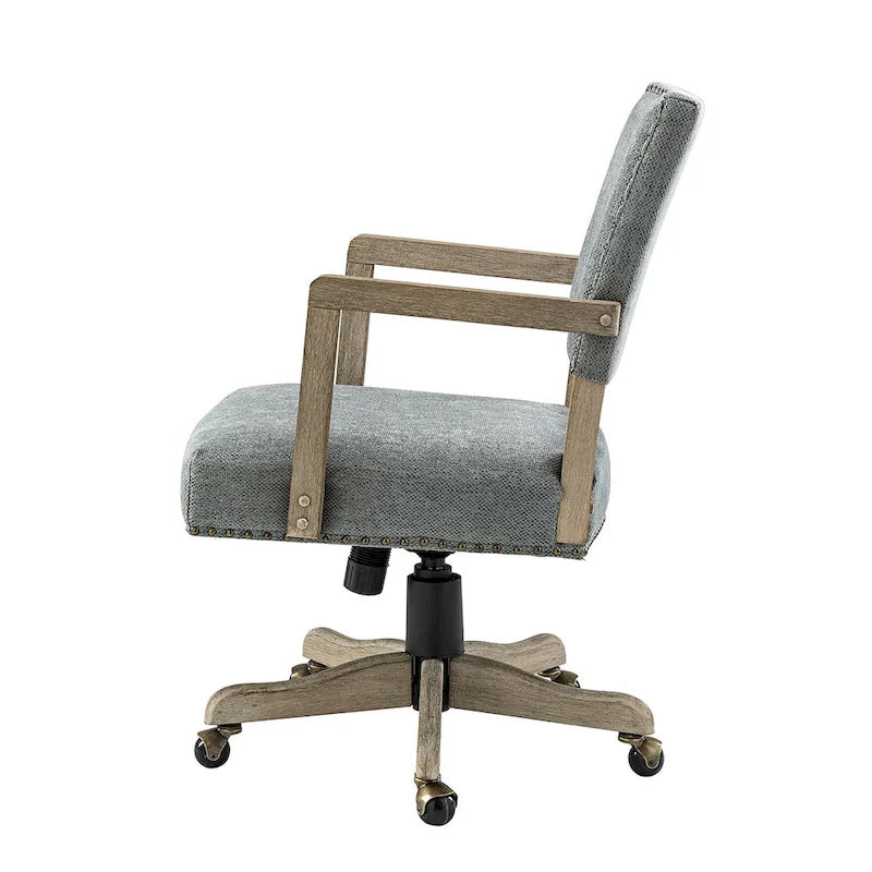 Taresa Modern Mid-Back Swivel Height Adjustable Task Chair with Nailhead Trim
