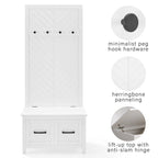 Hall Tree with Bench and Shoe Storage, 19 x 30 x 70.25 Inches