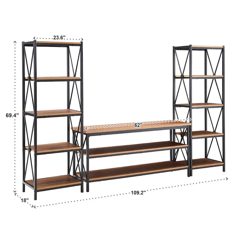 62-Inch Metal Etagere TV Stand for TVs up to 70 Inches