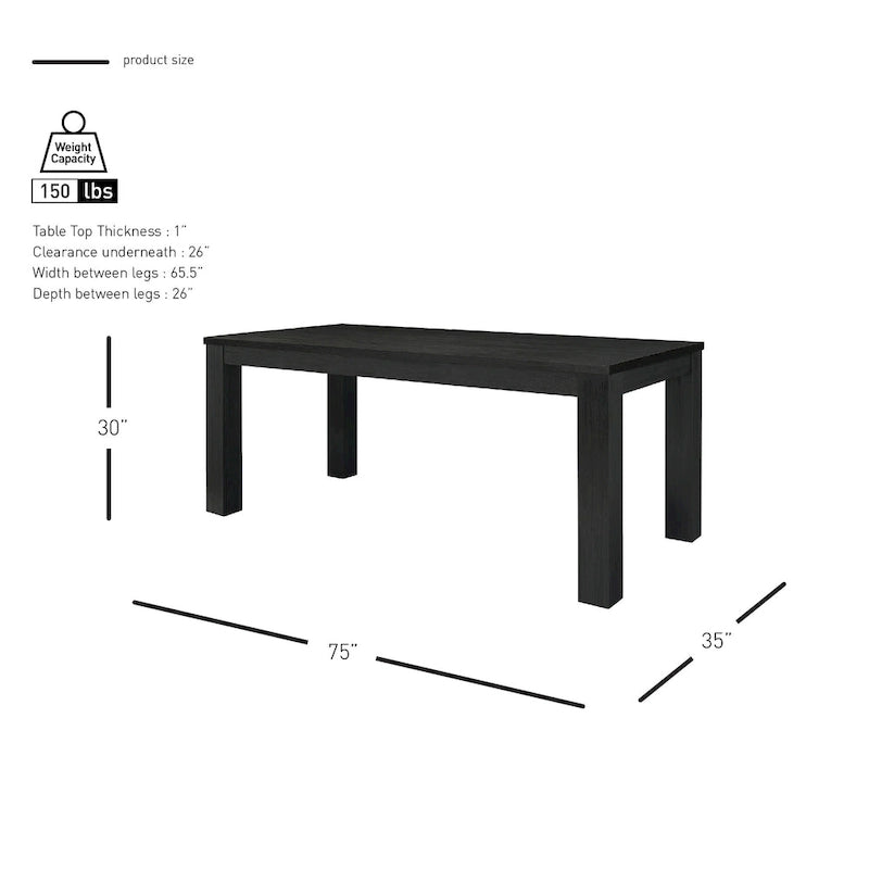 Bedford 75-inch Rectangular Dining Table Square Legs