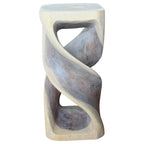 Wood Double Twist Stool Table 14 in Sq X 30 in H Grey Oil - 14 X 14 X 30
