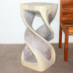 Wood Double Twist Stool Table 14 in Sq X 30 in H Grey Oil - 14 X 14 X 30