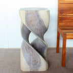 Wood Double Twist Stool Table 14 in Sq X 30 in H Grey Oil - 14 X 14 X 30