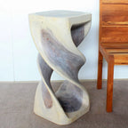 Wood Double Twist Stool Table 14 in Sq X 30 in H Grey Oil - 14 X 14 X 30