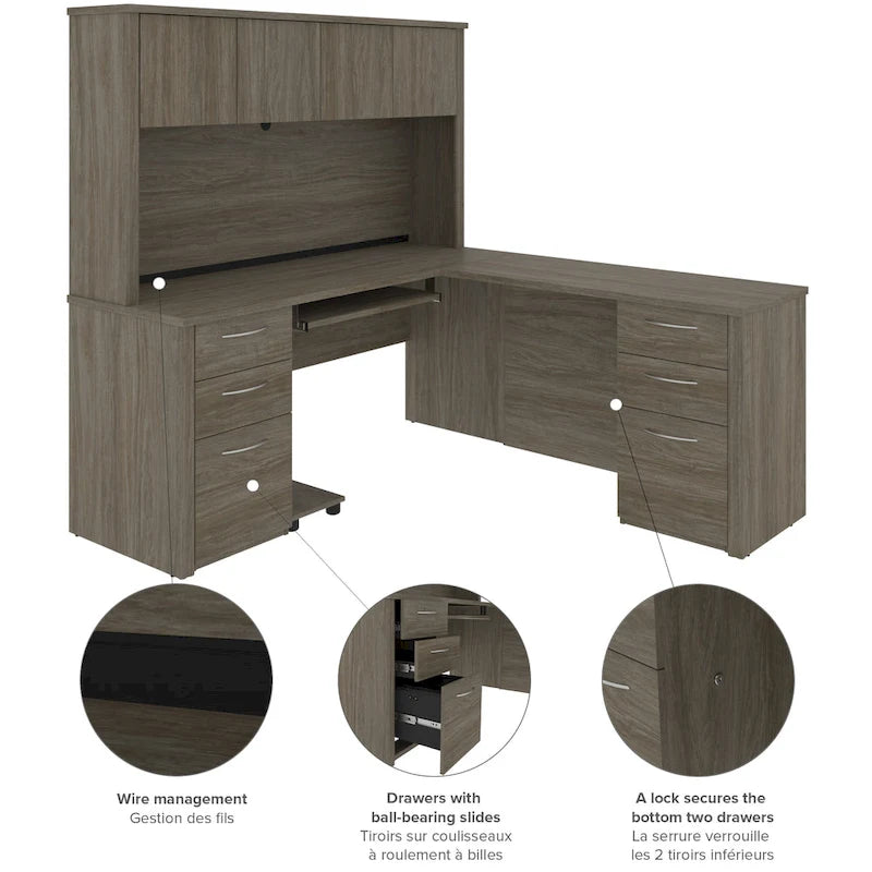 6-drawer L-Shaped Workstation Desk Kit