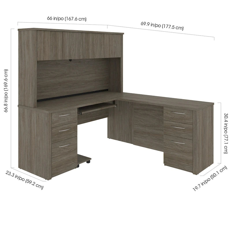 6-drawer L-Shaped Workstation Desk Kit