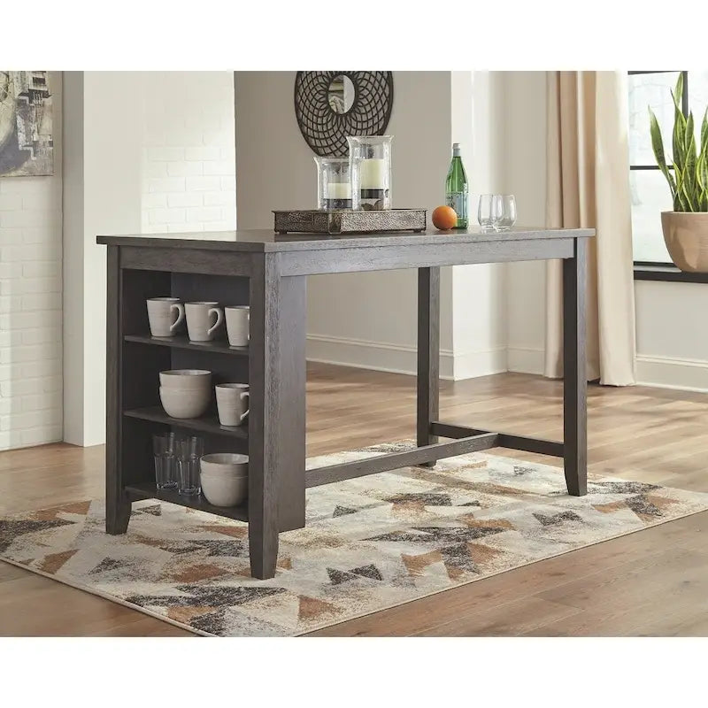 Rectangular Counter Height Dining Table with Storage - Gray