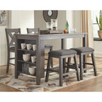 Rectangular Counter Height Dining Table with Storage - Gray
