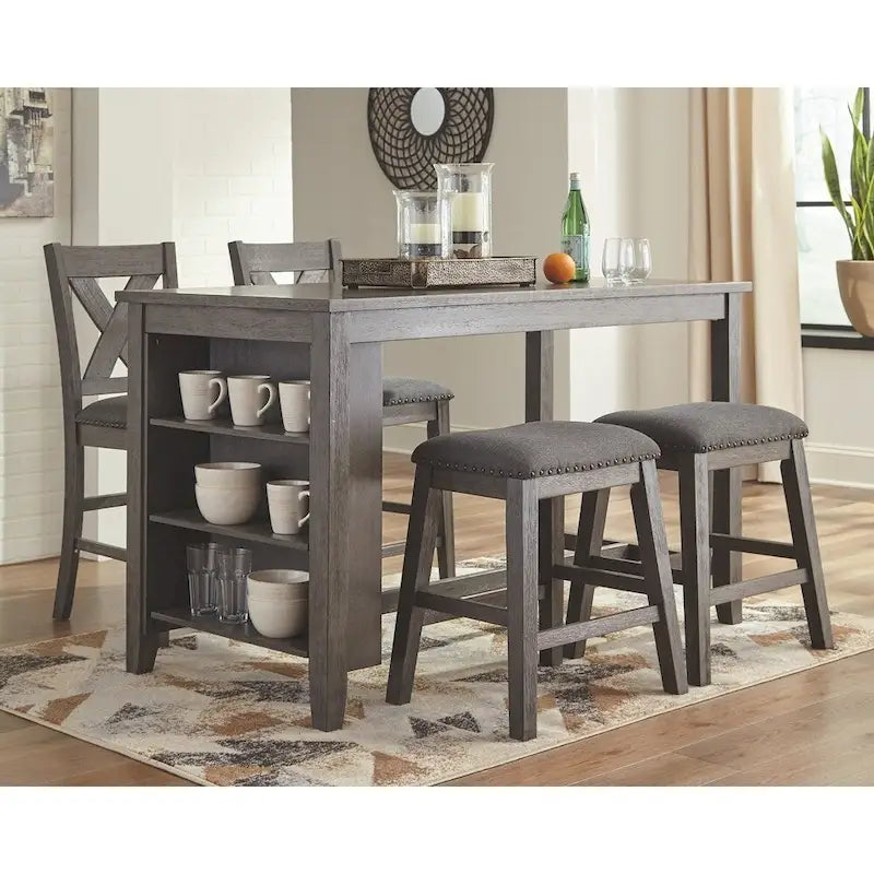 Rectangular Counter Height Dining Table with Storage - Gray