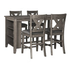 Rectangular Counter Height Dining Table with Storage - Gray